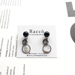 2way onyx＋white & round pierce ステンレスピアス