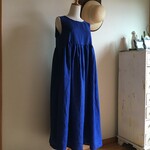 ハードマンズ社リネンBLで作ったノースリーブ切替ギャザーマキシワンピース