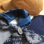 New 岡山児島デニム＆ネイビーペイズリー柄　ネッククーラー　保冷剤ポケット２個　熱中症対策　選べるコンチョ　送料無料