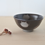 黒ねこ水玉　お茶碗小サイズ（黒）在庫有
