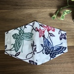 女性サイズできました。　通気性抜群☆ 梨園染手ぬぐい（手ぬぐい）マスク　てっせんと蝶④ 夏用 浴衣に合う