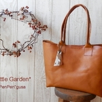 【再販】　autumn garden** 馬ヌメ革の肩掛けトートバッグ