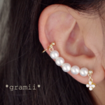 パール＆お花のピアス