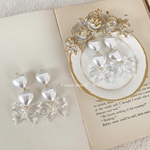 (699)ハート＆クリアリボンピアス