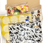 miyuna様オーダー品❤️パンダいっぱい🐼🐼🐼ラミネートお弁当袋、北欧柄サークルフラワーお弁当袋、くまカフェ柄☕️🐻マチありポーチ、フルーツ柄マチありポーチ