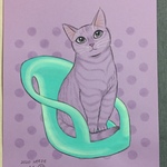 A4原画（60）サバトラ猫のイラスト 絵 絵画 アート 手描き イラスト