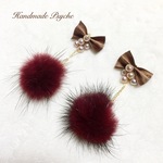 再販♡チョコとラズベリーのふわふわファーピアス