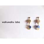貼るピアス💎スパンコールとウッドビーズのラウンドピアス