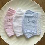 百合子マスク　夏用　大きめサイズ　♡ウェーブ小花　刺繍レース♡　レースマスク　マスクカバー　立体マスク　フィルターポケット付　手作り　大人用　ブライダル　ウエディング