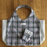 ナイロンエコバッグ　バーバリーチェック(グレー)  Lサイズ