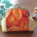 リアルなオレンジ模様のがま口ポーチ♥小銭小物コスメ入れに♪