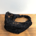 サークル刺繍　チュールヘアバンド(黒)