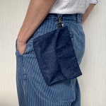 マスク入れ☆ジップロックS対応 岡山デニムのバッグインバッグポーチ。マスクポーチやスマホ入れなどにも。