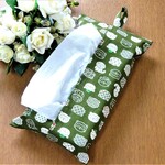 ボックスティッシュケース◎たぬき◎抹茶◎