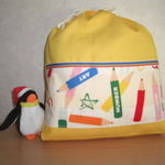 中型マルチ巾着袋・・・元気なイエローの色鉛筆