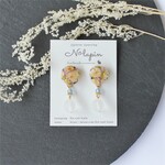 ドライフラワーレジン×擦りガラスのピアス/イヤリング【サックス系】