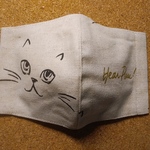 ＊いたずらキャット＊猫柄立体マスク⑫＊コットンリネン＊涼感加工Wガーゼ＊夏仕様＊