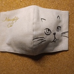 ＊いたずらキャット＊猫柄立体マスク⑰＊コットンリネン＊涼感加工Wガーゼ＊夏仕様＊