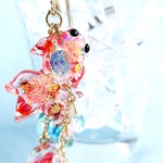 お祭り金魚のポニーフック 花火 金魚 夏 夏祭り 祭り 涼しげ ゆらゆら 透明感