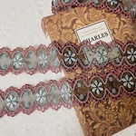 1m アンティーク調 花 フラワー オーガンジー刺繍レース ブレード BK200801 ハンドメイド 手芸 素材 材料