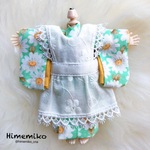 リニューアル【オビツ11】大正ロマン着物セット/翡翠・花てまり帯