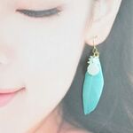 ペパーミント＊エメラルドグリーン＊エンジェルウィング羽＆パイナップルシェル＊アマゾナイトのピアス（イヤリング）