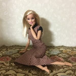 ★受注製作 リペ****Ｒ様用★ワンピース茶白水玉【Barbie 1/6ドール服】