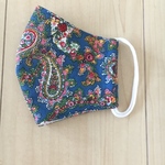 【ラスト！】ハンドメイド★大人マスク☆花柄ペイズリー☆青☆派手