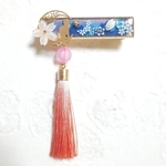 月猫と夜桜ヘアクリップ