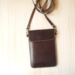 パスポートバッグ Travel Passport leather bag, DARK BROWN