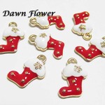 【D-0109】10pcs　クリスマスの靴下　17×13mm　レッド　チャーム