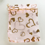 ◆巾着袋 ★アクセサリー入れ【約10ｘ12cm】ハート柄　ピンク15枚で300円