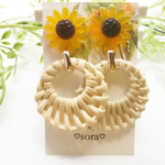 ♡再販×2♡ひまわりとラタンの夏ピアス／イヤリング