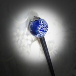 【樹脂製箸タイプ】デニム色＋レース柄絵付けの(25㎜玉サイズ)玉かんざし