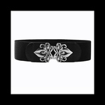 再販【waist_ antiquebuckle コルセット ベルト 。】ゴムベルト ウエストマーク アンティーク シルバー バックル アラベスク ゴシック パンク ロック  病みかわいい  
