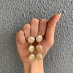 ゴールドコインパールの3連ピアス