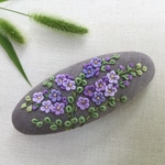 ご注文品　再販刺繍バレッタ９×3.５ デュランタライム