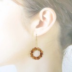 選べる！木の小さめ粒々ピアス・イヤリング「ストーン」(丸型14粒)