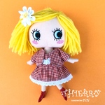《受注製作》☆THIERRY☆イーマリーちゃん着せ替えお洋服　赤チェック　ボレロ　ワンピース　花の髪留め
