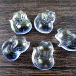 【10個入り】グラスビーズ/おキツネさん/クリア×ブルー