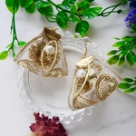 【Queen】インド刺繍レースリボンのドレスピアス　イヤリング