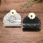 【再販】 マスクケース　大人可愛い　レース　モノトーン　お花付き