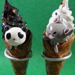 甘くて冷たい？アニマルソフトぷぺっと ミルクとチョコ味　パンダとネコのセット