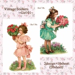 Vintage Stickers ~Girl 01~