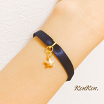 お星さま付き サテンリボンのブレスレット ＊ ネイビー