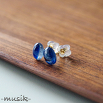 【宝石質】14kgf *カイヤナイト一粒ピアス/天然石/スタッドピアス
