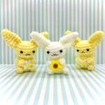 《harelchoco様専用》ひまわりと白いお花をもった花うさちゃん3匹セット