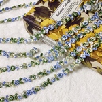 1m 綺麗 花 フラワー ケミカルレース ブレード ブルーグリーン系 BK200804 ハンドメイド 手芸 素材 材料