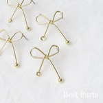 6pcs ピアスパーツ リボンデザイン ゴールド