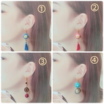 ミシン糸のアフリカンフラワーピアス